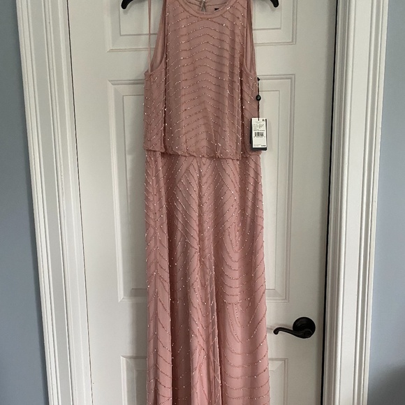 COPY - Adrianna Papell Art Deco Halter Neckline in Aurora Pink - Picture 3 of 9